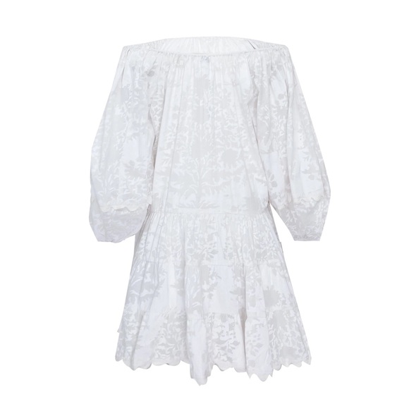 Juliet Dunn London Boho Layer Dress in Palladio Block Print White - Picture 7 of 8